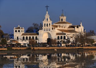 Pilgrim church Hermitage of El Rocio in the evening light