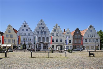 Historic houses on the market square of Friedrichstadt
