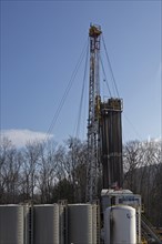 A natural gas well being drilled in rural Lycoming County in preparation for hydraulic fracturing or fracking