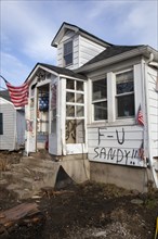 A house heavily damaged by Hurricane Sandy