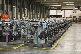 Assembled diesel truck engines at Daimler's Detroit Diesel plant
