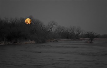 Full moon over the Platte River