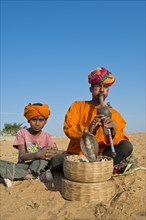 Rajasthani snake charmer with a turban