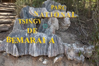Sign 'Parc National Tsingy de Bemaraha'
