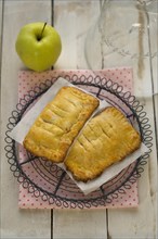Homemade organic apple pies made from spelt flour