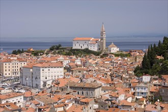 View over the roofs of the town of Piran