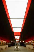 Light installation in the subway station "HafenCity University" of the Hamburg underground line U4