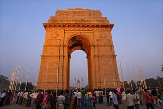 India Gate or All India War Memorial Arch by Sir Edwin Landseer Lutyens at dusk