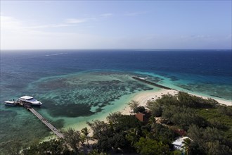 View from the lighthouse on Amédée Island over the reef of the island and the largest lagoon in the world