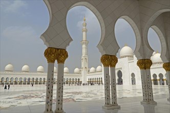 One of the four minarets of Sheikh Zayed Grand Mosque
