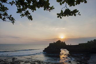 Temple of the Tanah Lot temple complex on the south coast at sunset