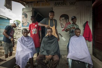 Hairdressing salon at a street market