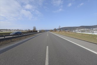 Empty two-lane A81 motorway following a traffic accident