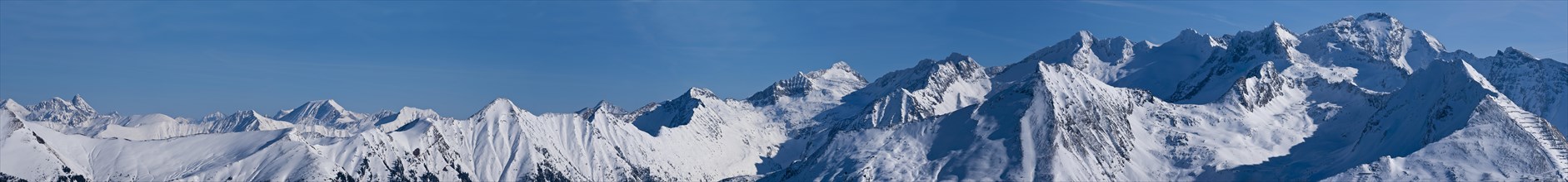 Panoramic view of the Hohe Tauern or High Tauern mountain range