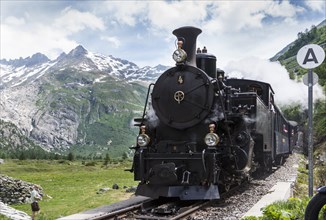 Furka steam railway at the Furka Pass