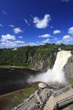 Tourists on viewing platform at Montmorency Falls