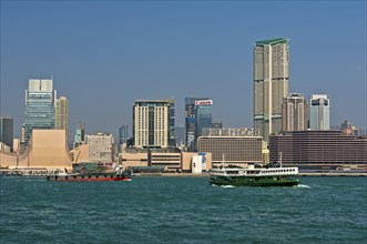 Victoria Harbour and skyscrapers in the district of Tsim Sha Tsui