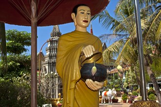 Statue of a mendicant monk at Wat Preah Prohm Rath temple
