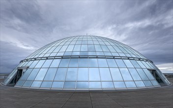 Glass dome of the hot water storage and Perlan restaurant