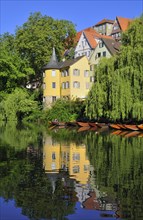 Hoelderlin Tower with reflections in the Neckar River