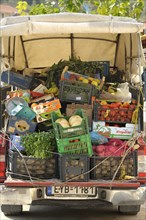 Greek pick-up truck with fruit and vegetables