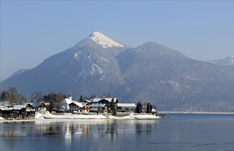 Walchensee Lake with the village of Walchensee