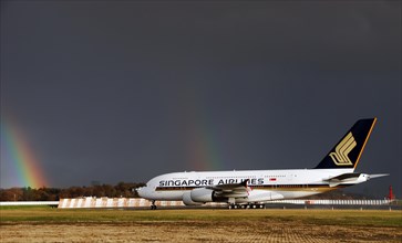Airbus A380 for "Singapore Airlines" on the factory airfield of Finkenwerder
