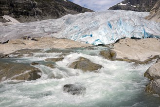 Glacial river in front of the glacier tongue of Nigardsbreen Glacier