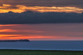 Views towards Cape Arkona with a lighthouse at sunset