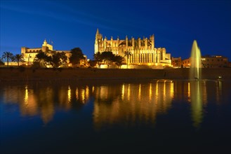 Palma Cathedral at dusk