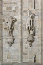 Marble sculptures of the south facade of Milan Cathedral of Santa Maria Nascente