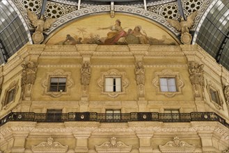 Fresco representing America in a lunette of the dome of Galleria Vittorio Emanuele II
