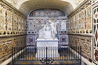 Tomb with an angel in the crypt of the Cathedral of Santa Maria di Castello