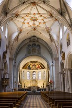 Nave with a Gothic stellar vault of the Basilica of St. Castor
