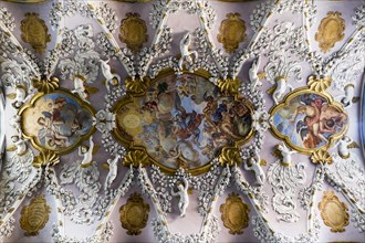 Baroque stucco ceiling with cherubs
