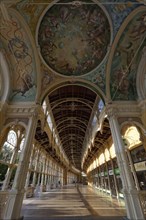 Covered walkway with a ceiling mural