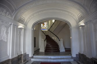 Restored hall with stucco in a historic  Berlin building