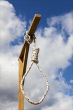 Symbolic gallows during a protest rally