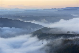 Fog over the Elbe Valley at dawn