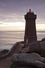 Phare de Ploumanac'h or Phare de Mean Ruz lighthouse on the Côte de Granit Rose or Pink Granite Coast