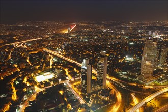 View from Istanbul Sapphire over the financial district and the Bosphorus at night