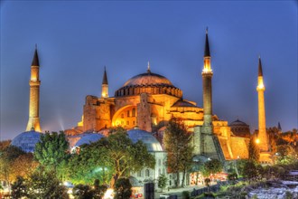 Illuminated Hagia Sophia at night
