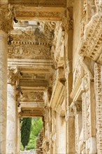 Ornate decorations on the top floor of the Library of Celsus