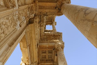 Ornate decorations at the Library of Celsus
