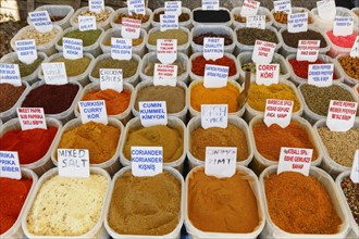 Spices for sale at a market stall