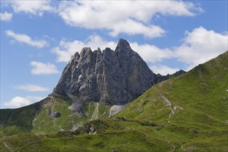Oefner Joch pass and Hochweissstein Mountain or Monte Peralba in Friaul