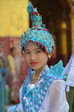 Buddhist girl dressed up to celebrate the novitiation ceremony