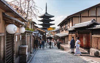 Pedestrian with kimono