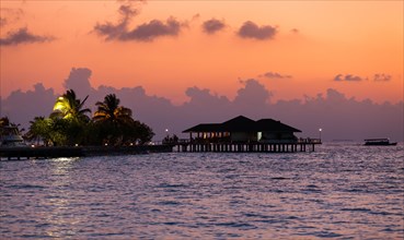 Restaurant of Paradise Island at dusk