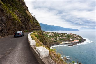 Road along the coastal cliffs near Ponta Delgada